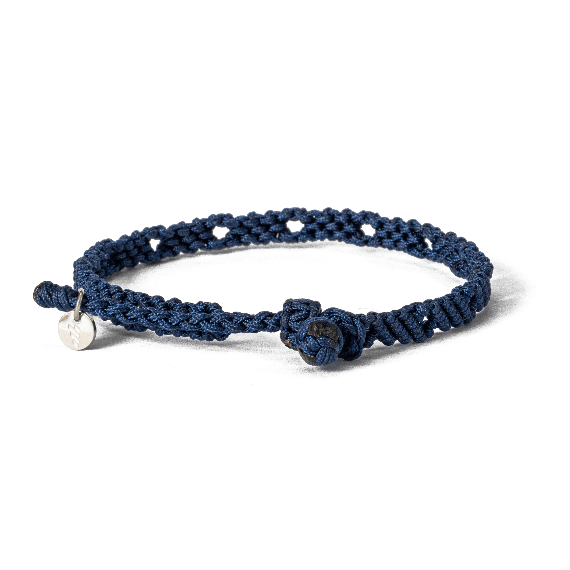 Handwoven friendship bracelet made of navy blue cord – craft by loommii
