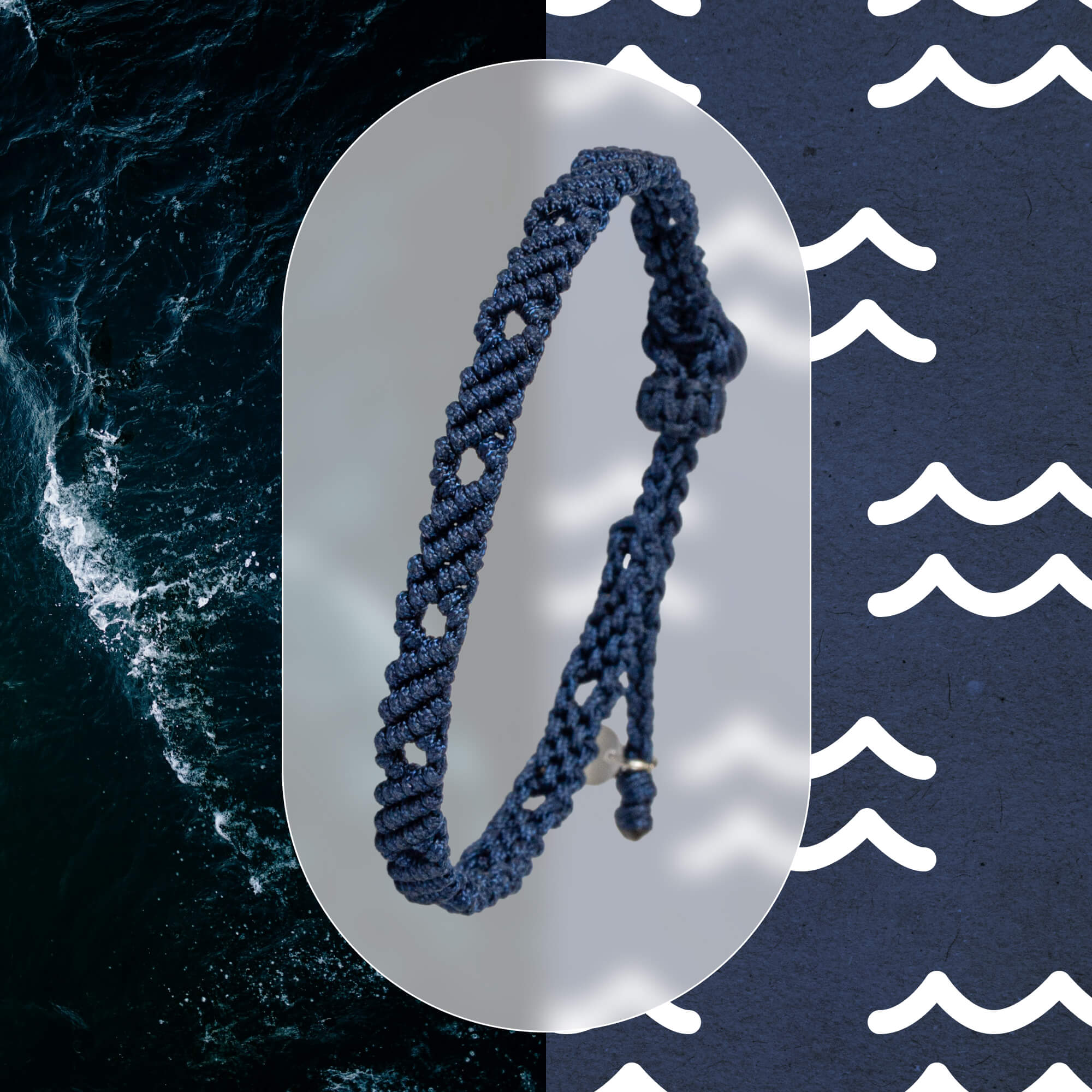 Handwoven friendship bracelet made of navy blue cord – craft by loommii