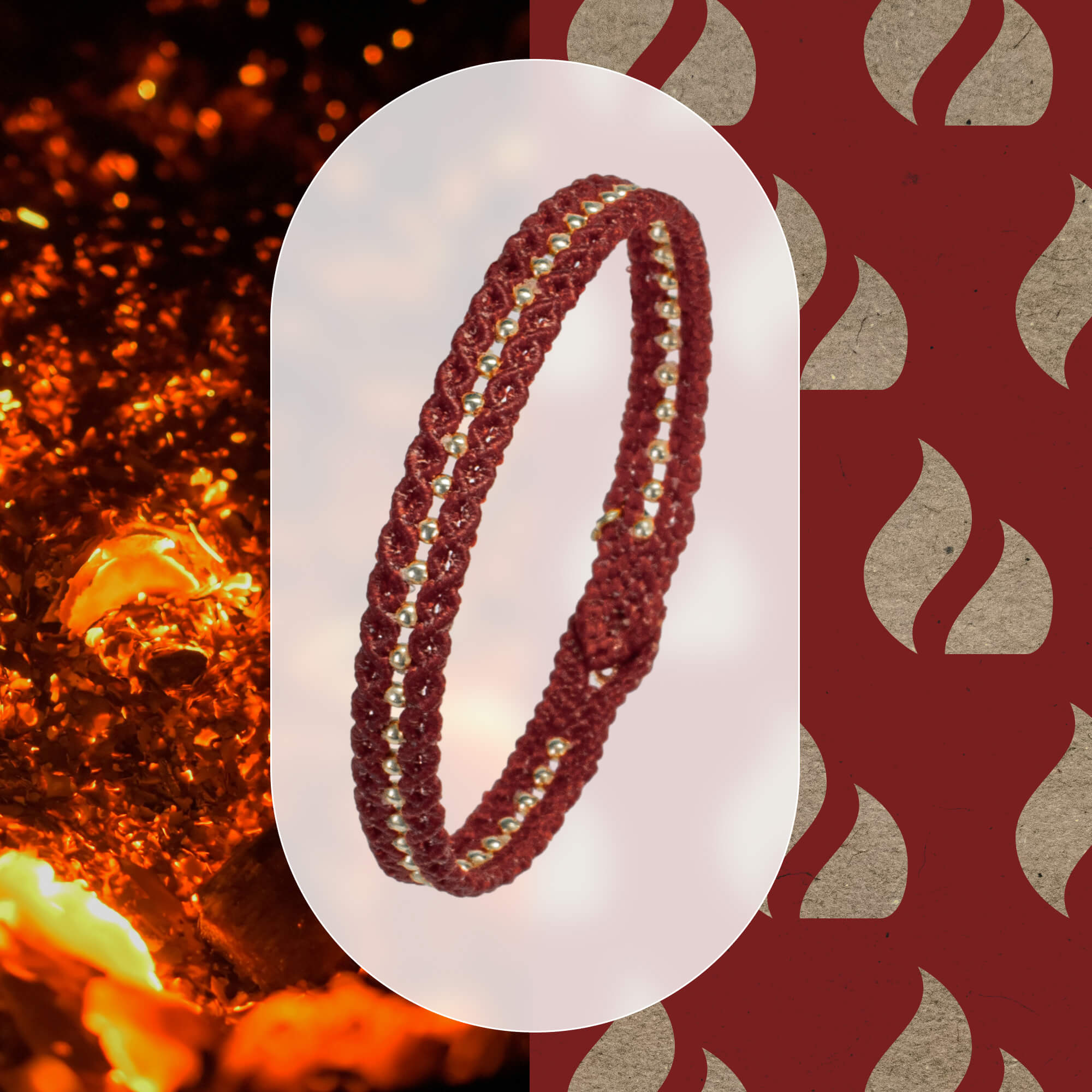 Handwoven friendship bracelet made of deep ember red cord – craft by loommii