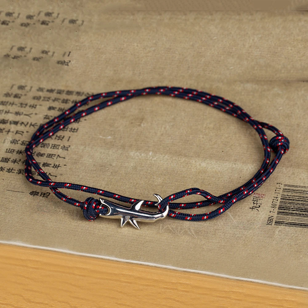 Shark Anchor Adjustable Rope Bracelet