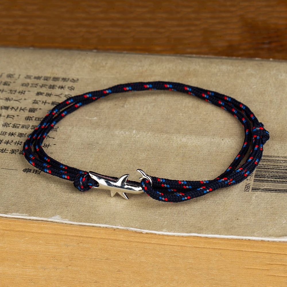 Shark Anchor Adjustable Rope Bracelet