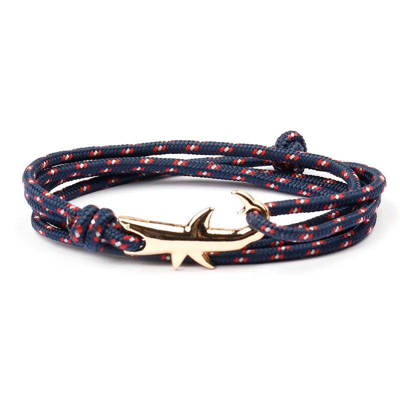 Shark Anchor Adjustable Rope Bracelet