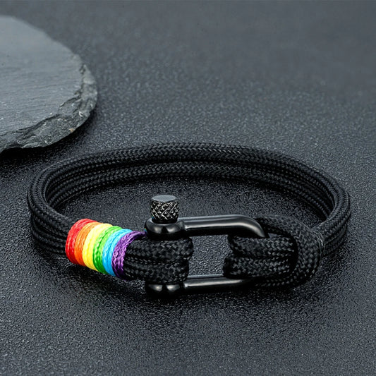 Black Rope Rainbow Bracelet