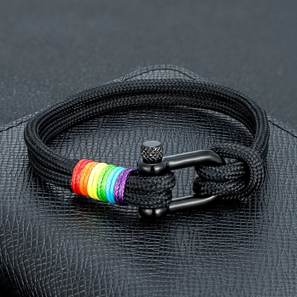 Black Rope Rainbow Bracelet