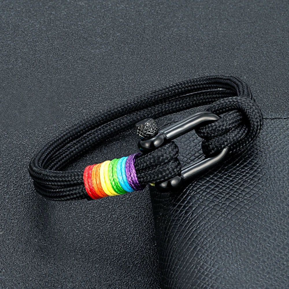 Black Rope Rainbow Bracelet