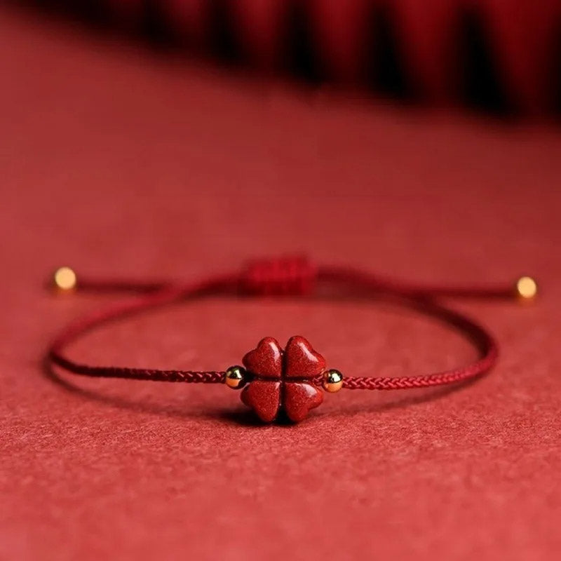 Lucky Clover Cinnabar Bracelet