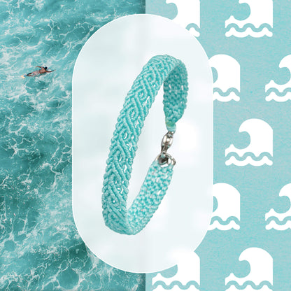 Handwoven friendship bracelet made of aqua blue cord – craft by loommii