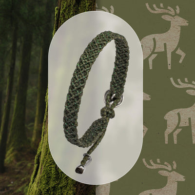 Handwoven friendship bracelet made of green cord – craft by Loommii