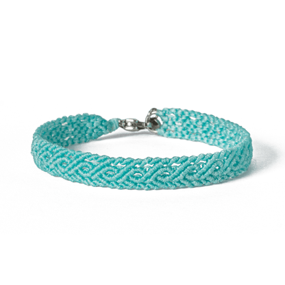 Handwoven friendship bracelet made of aqua blue cord – craft by loommii