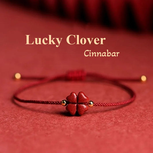 Lucky Clover Cinnabar Bracelet